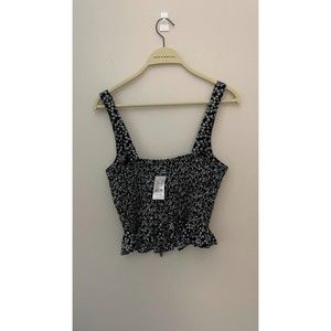 Pacsun LA Hearts peplum floral top, black, size M, NWT